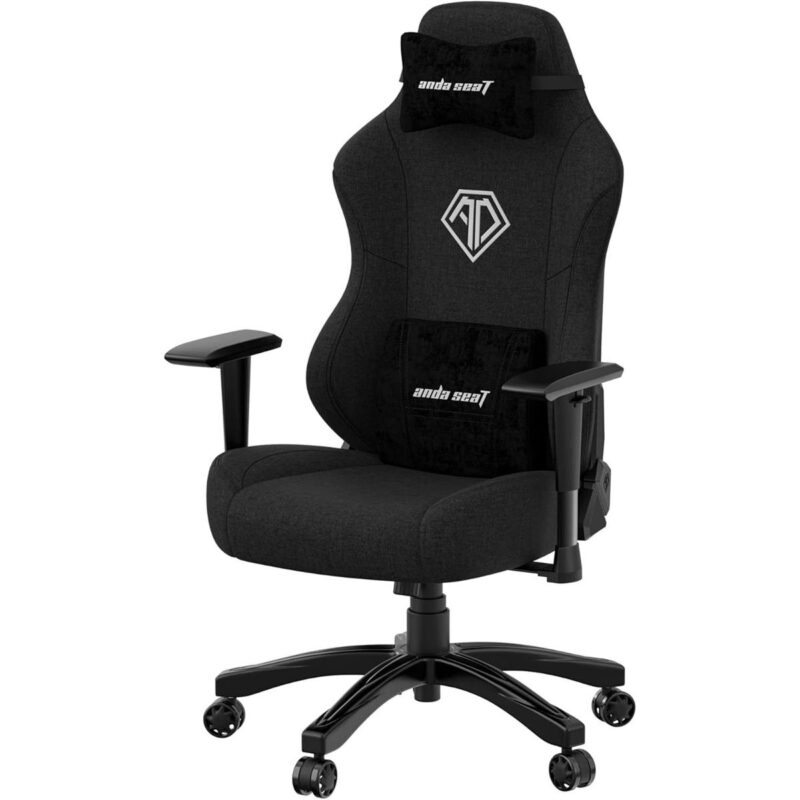 Anda Seat Phantom 3 Fabric Gaming Chair in carbon black with wide seat and lumbar support.