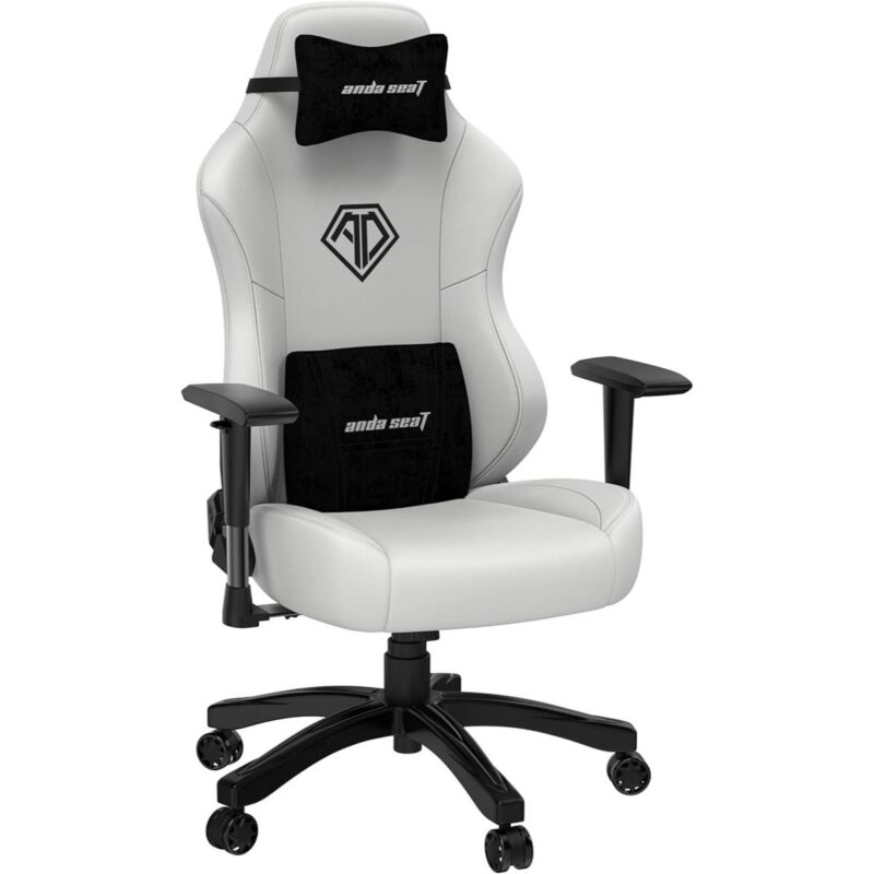 Anda Seat Phantom 3 Leather Gaming Chair in Cloudy White – Wide Seat for Adults