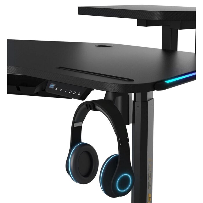 AndaSeat Shadow Warrior Electric Gaming Desk with RGB Lighting – Black
