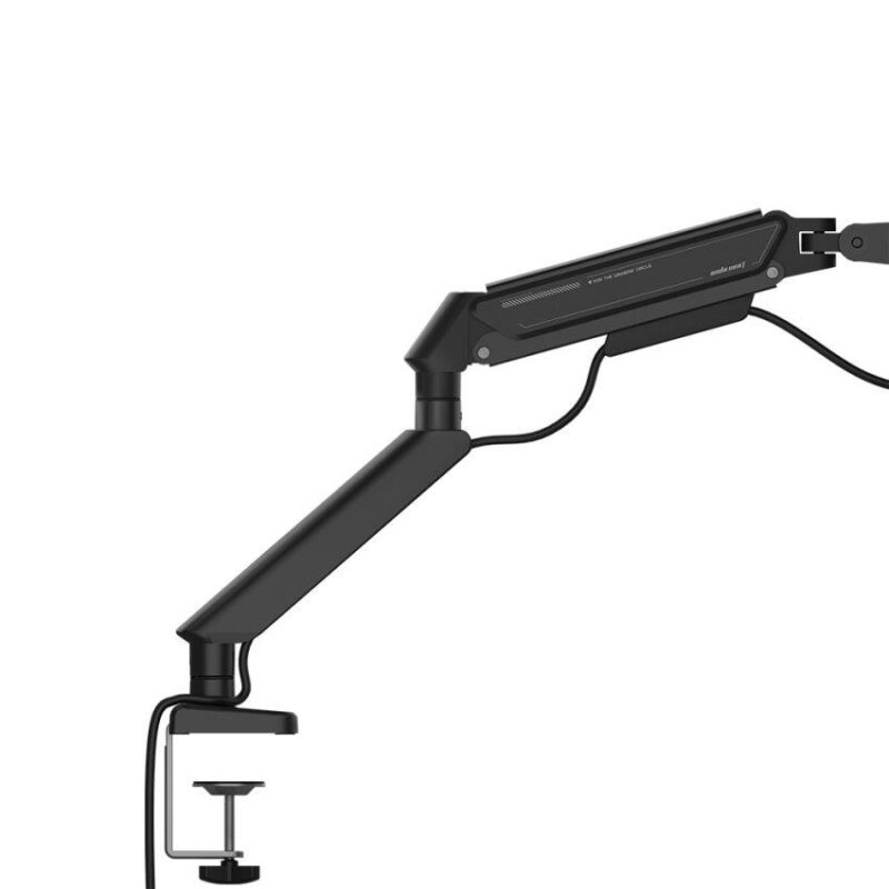 AndaSeat Stealth II A6D black ergonomic monitor arm holding a curved display