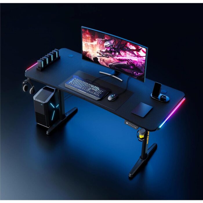 AndaSeat Terminator Electric Gaming Desk with adjustable RGB height and cable management