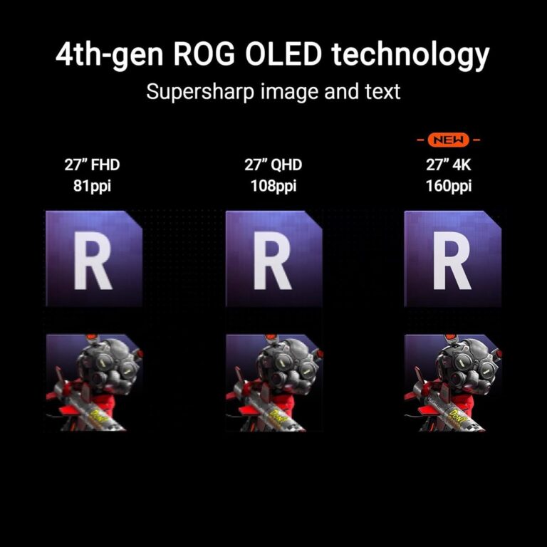 Asus ROG Swift OLED PG27UCDM 27″ gaming monitor angled view
