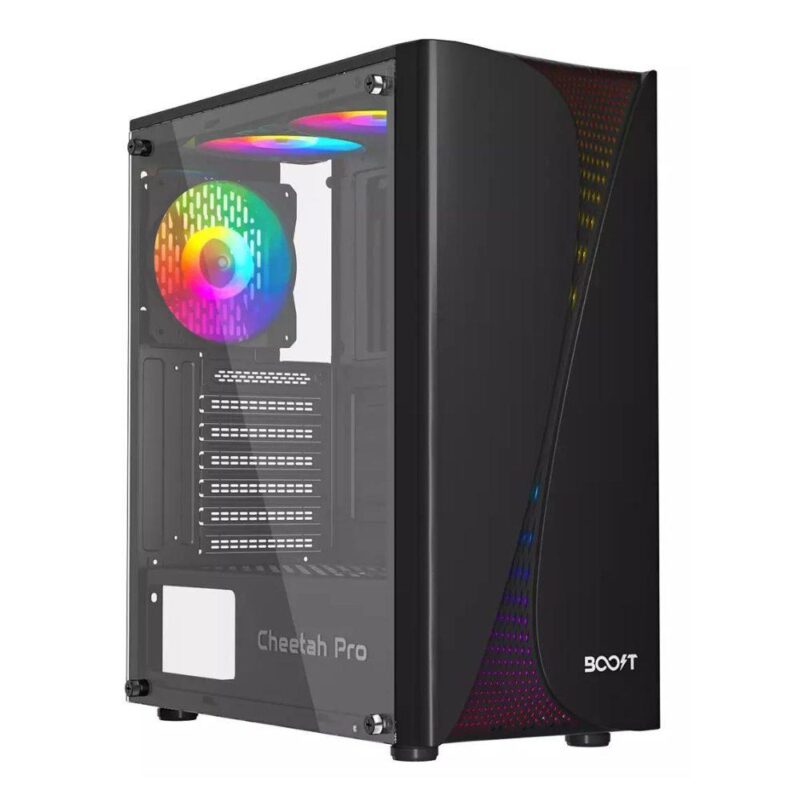 RGB Gaming Case with 3 RGB Fans, Tempered Glass, and Liquid Cooling Support