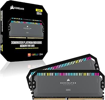 Corsair Dominator Platinum RGB 64GB DDR5 6000MHz RAM Kit – Black with RGB Lighting