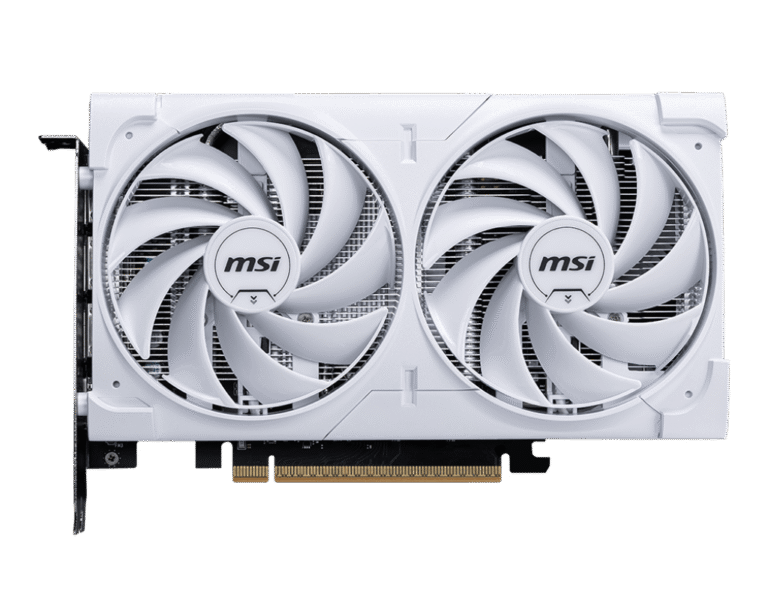 MSI GeForce RTX 5060 8G VENTUS 2X OC WHITE Graphics Card Front View