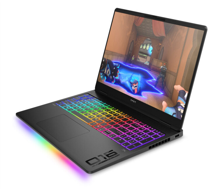 Front view of HP Omen Max 16‑AH0097NR gaming laptop in shadow black