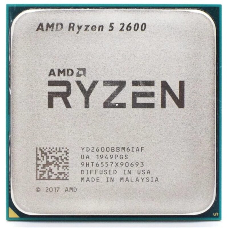 AMD Ryzen 5 2600 Desktop Processor Tray - Front View