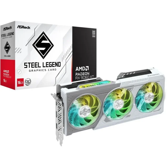 ASRock Radeon RX 9060 XT 8GB OC Graphics Card Front and Side View