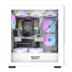 DarkFlash DF2100 white gaming case with ARGB front panel and tempered glass side
