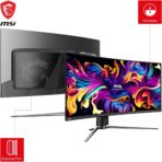 MSI MPG 341CQPX QD-OLED 34-inch 240Hz Curved Gaming Monitor front and side view