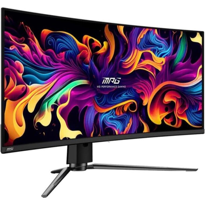 MSI MPG 341CQPX QD-OLED 34-inch 240Hz Curved Gaming Monitor front and side view