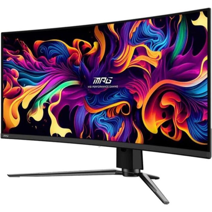 MSI MPG 341CQPX QD-OLED 34-inch 240Hz Curved Gaming Monitor front and side view