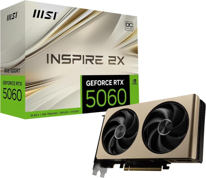 MSI Gaming RTX 5060 8G Inspire 2X OC Graphics Card with Dual-Fan Cooling