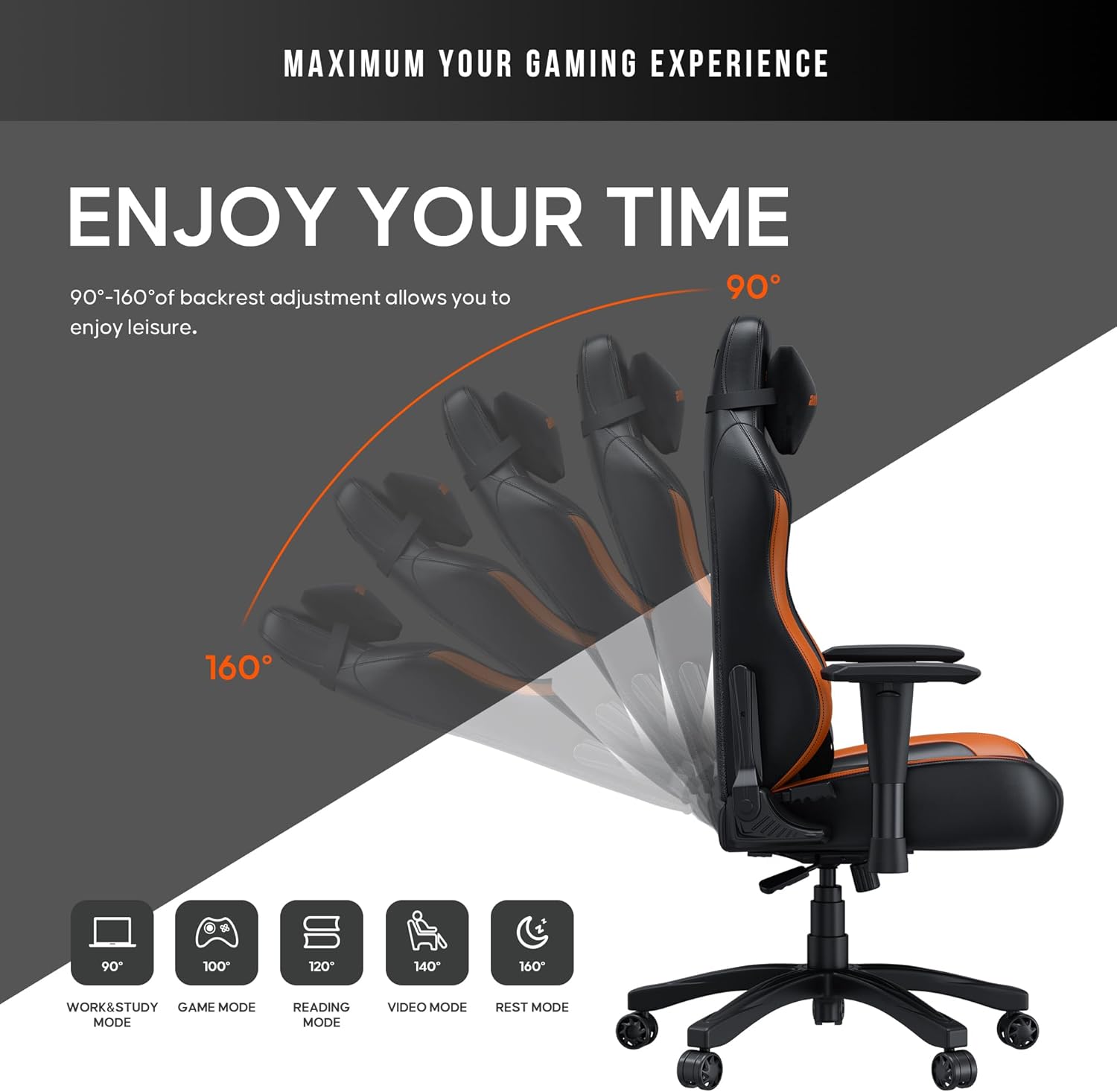 AD18-48-BO-PV LUNA (BLACK & ORANGE SERIES) amirtraders.com.pk1 AndaSeat Luna Large Gaming Chair in black and blue with folding recliner seat