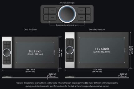 XP‑Pen Deco Pro MW wireless graphics tablet with dual dial wheels and stylus