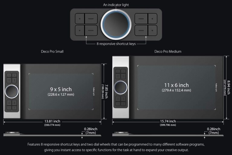 XP‑Pen Deco Pro MW wireless graphics tablet with dual dial wheels and stylus