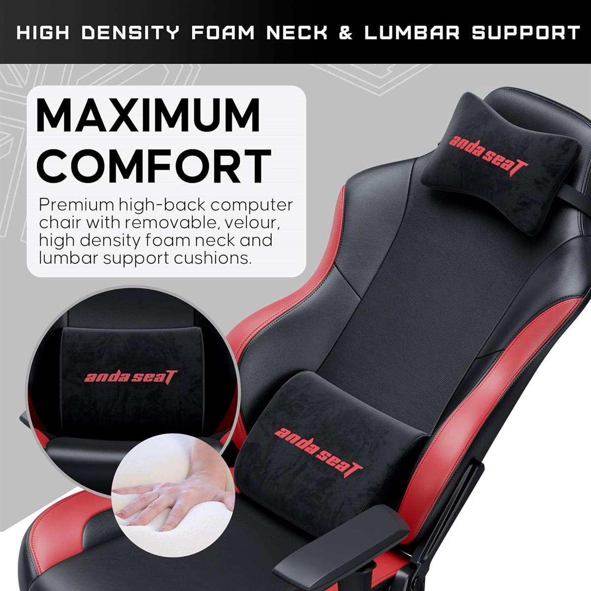 anda-seat-luna-gaming-chair-price-in-pakistan-amirtraders.com.pk 2 Anda Seat Luna Large Gaming Chair in black and red with ergonomic design and lumbar support