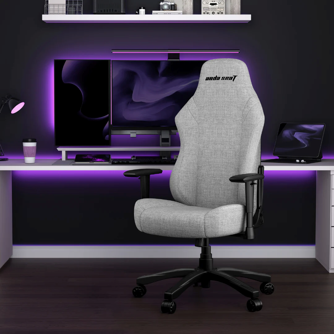 anda-seat-luna-gaming-chair-price-in-pakistan-amirtraders.com.pk 22 Anda Seat Luna Large Fabric Gaming Chair in grey with ergonomic lumbar and neck support