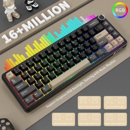 Attack Shark X66 Starry Black wireless RGB gaming keyboard with tri-mode connection