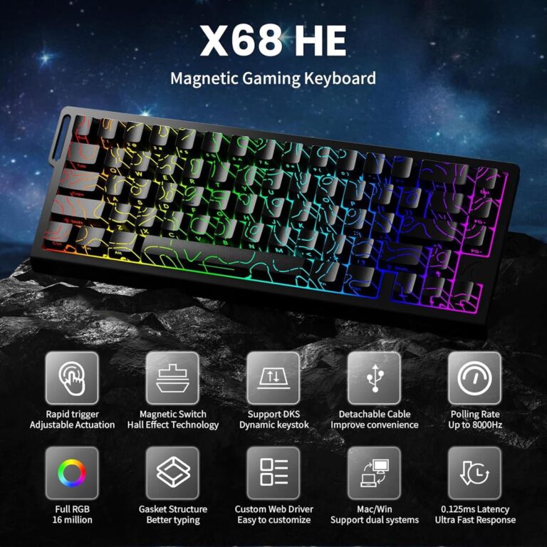 Attack Shark X68 HE 60% wired gaming keyboard with RGB backlight