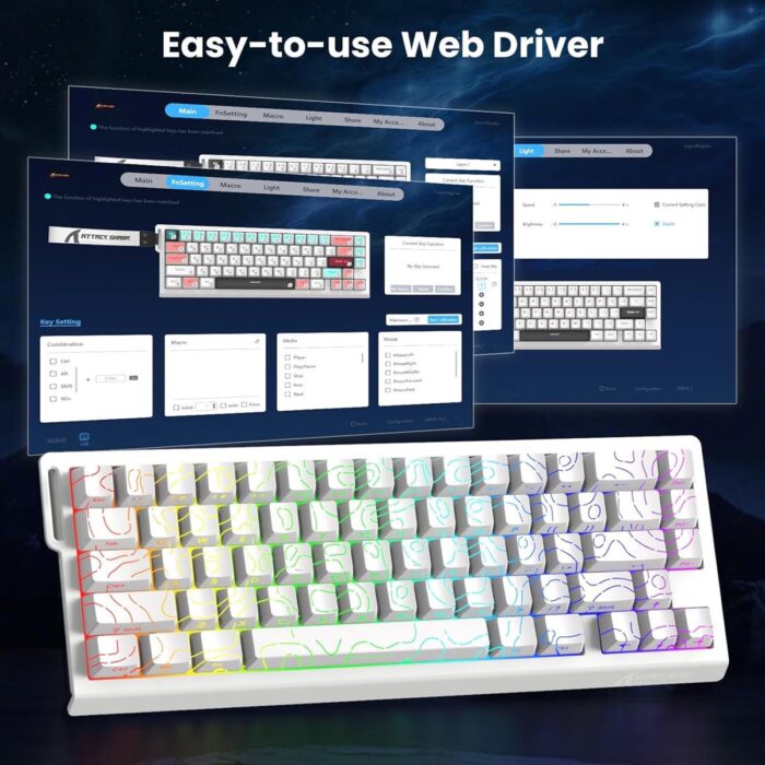 Attack Shark X68 HE White Contours 60% gaming keyboard with RGB and magnetic switches