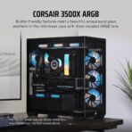 Corsair 3500X ARGB Mid-Tower ATX PC Case – Front and Side View