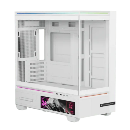Thermalright TL-M10 Vision LCD Gaming Case White - Front and Side View