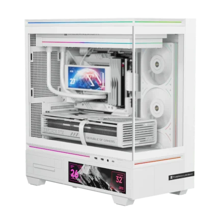 Thermalright TL-M10 Vision LCD Gaming Case White - Front and Side View