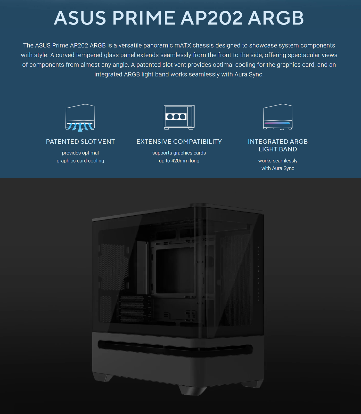 ASUS Prime AP202 ARGB mATX Gaming PC Case