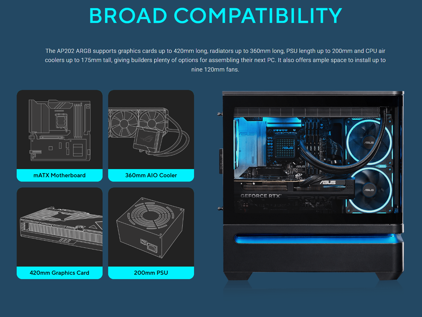 ASUS Prime AP202 ARGB mATX Gaming PC Case