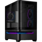 Asus Prime AP202 ARGB mATX PC Case – Black with curved tempered glass and ARGB fans