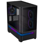 Asus Prime AP202 ARGB mATX PC Case – Black with curved tempered glass and ARGB fans