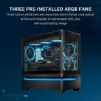 Asus Prime AP202 ARGB mATX PC Case – Black with curved tempered glass and ARGB fans
