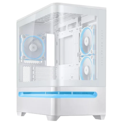 ASUS Prime AP202 ARGB mATX PC Case – White with Curved Tempered Glass and ARGB Fans