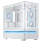 ASUS Prime AP202 ARGB mATX PC Case – White with Curved Tempered Glass and ARGB Fans