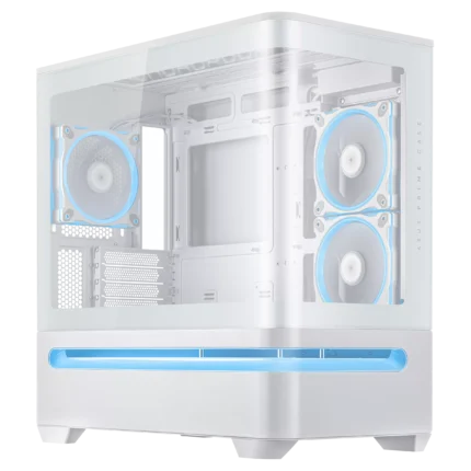 ASUS Prime AP202 ARGB mATX PC Case – White with Curved Tempered Glass and ARGB Fans