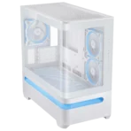 ASUS Prime AP202 ARGB mATX PC Case – White with Curved Tempered Glass and ARGB Fans