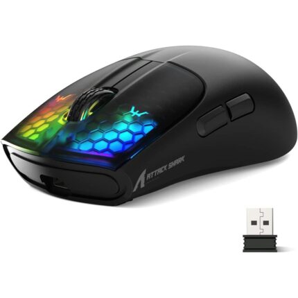 Attack Shark X5 Wireless Gaming Mouse Tri-Mode BT 5.1 2.4G USB-C 49g Lightweight RGB Black
