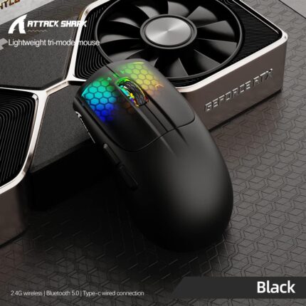 Attack Shark X5 Wireless Gaming Mouse Tri-Mode BT 5.1 2.4G USB-C 49g Lightweight RGB Black