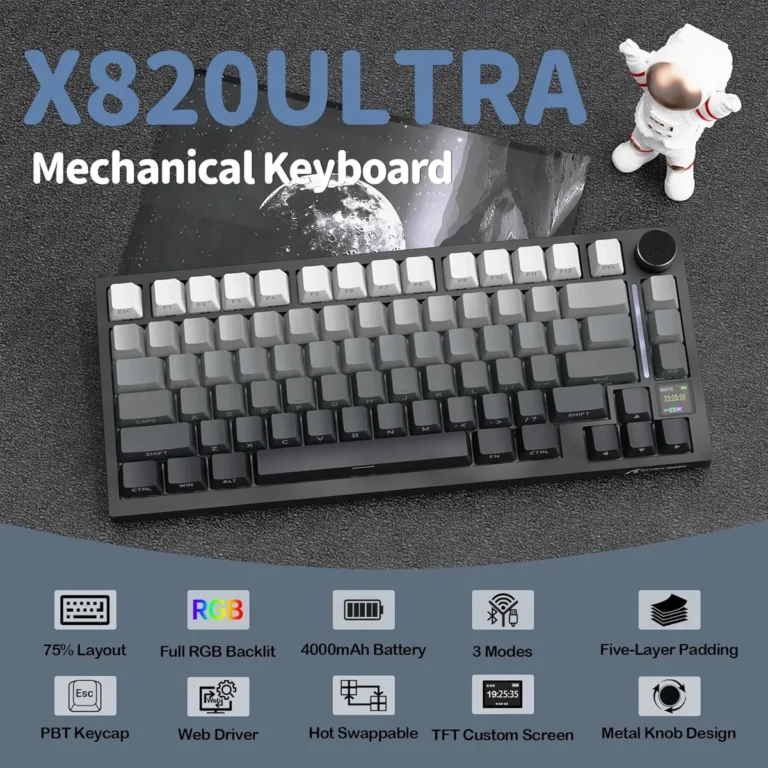 Attack Shark X820 Ultra Wireless Mechanical Keyboard with TFT Display and RGB
