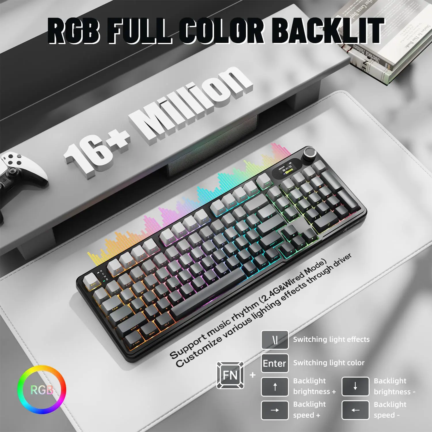 attack-shark-x98-pro-keyboard-price-in-pakistan Attack Shark X98 Pro Wireless Mechanical Keyboard Gradient Black with Smart Display and RGB