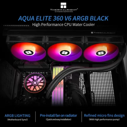 Thermalright Aqua Elite 360 V6 ARGB Black 360mm AIO CPU Liquid Cooler