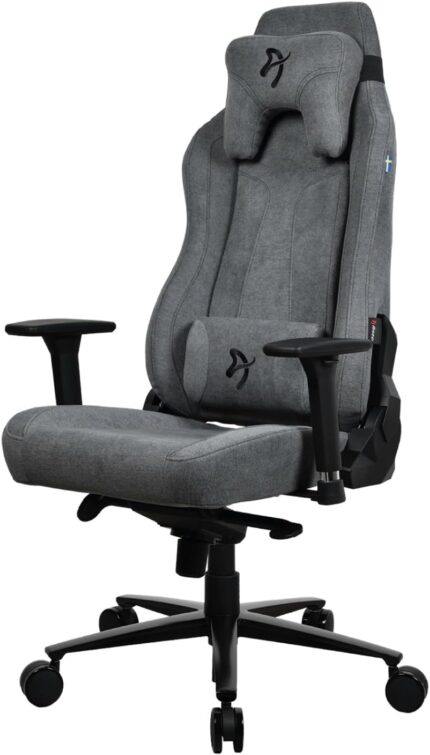 Arozzi Vernazza Soft Fabric Gaming Chair Ash with 3D armrests and lumbar support