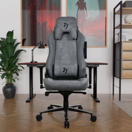 Arozzi Vernazza Soft Fabric Gaming Chair Ash with 3D armrests and lumbar support