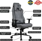 Arozzi Vernazza Soft Fabric Gaming Chair Ash with 3D armrests and lumbar support