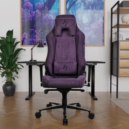 Arozzi Vernazza Soft Fabric Ergonomic Gaming Chair Purple with 3D armrests and lumbar support