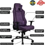 Arozzi Vernazza Soft Fabric Ergonomic Gaming Chair Purple with 3D armrests and lumbar support