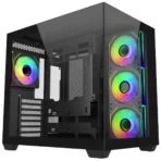 Cooler Master Elite 681 black mid tower PC case with tempered glass and ARGB fans
