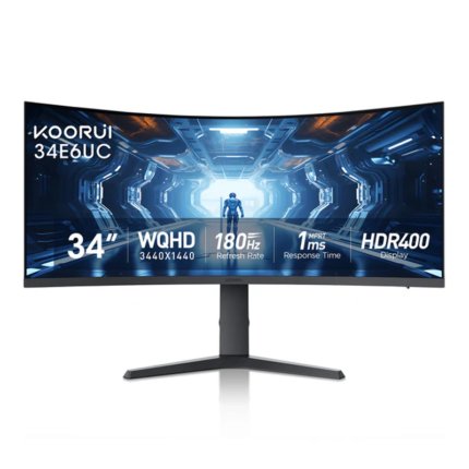 Koorui 34E6UC 34" Curved Ultrawide WQHD Gaming Monitor – 180Hz, 1ms, HDR400