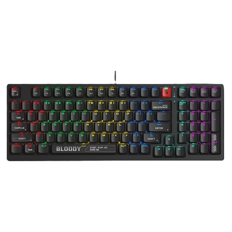 S98 RGB Mechanical Keyboard 1 Bloody S98 Mechanical Gaming Keyboard – Red Switches – Bloody Black